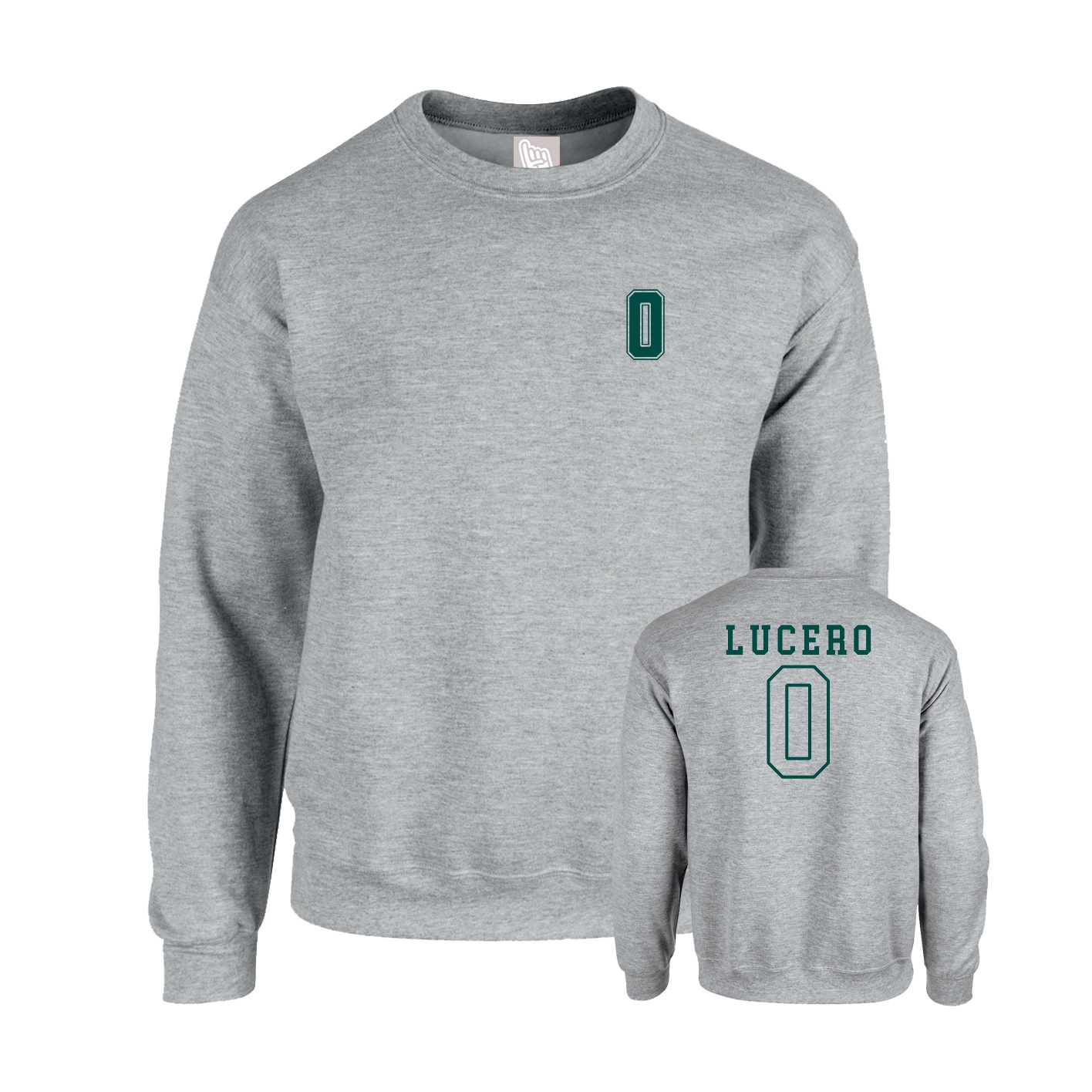 Fleece Crew — Chest Back in Grey
