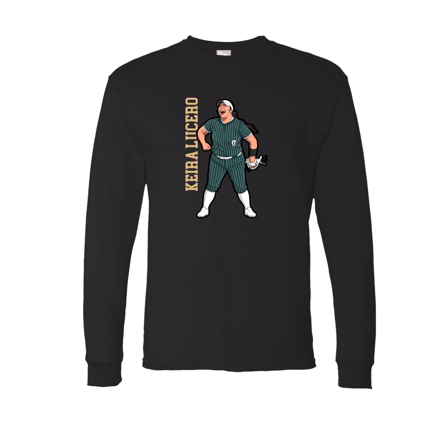 Long Sleeve Tee — Name Vertical in Black