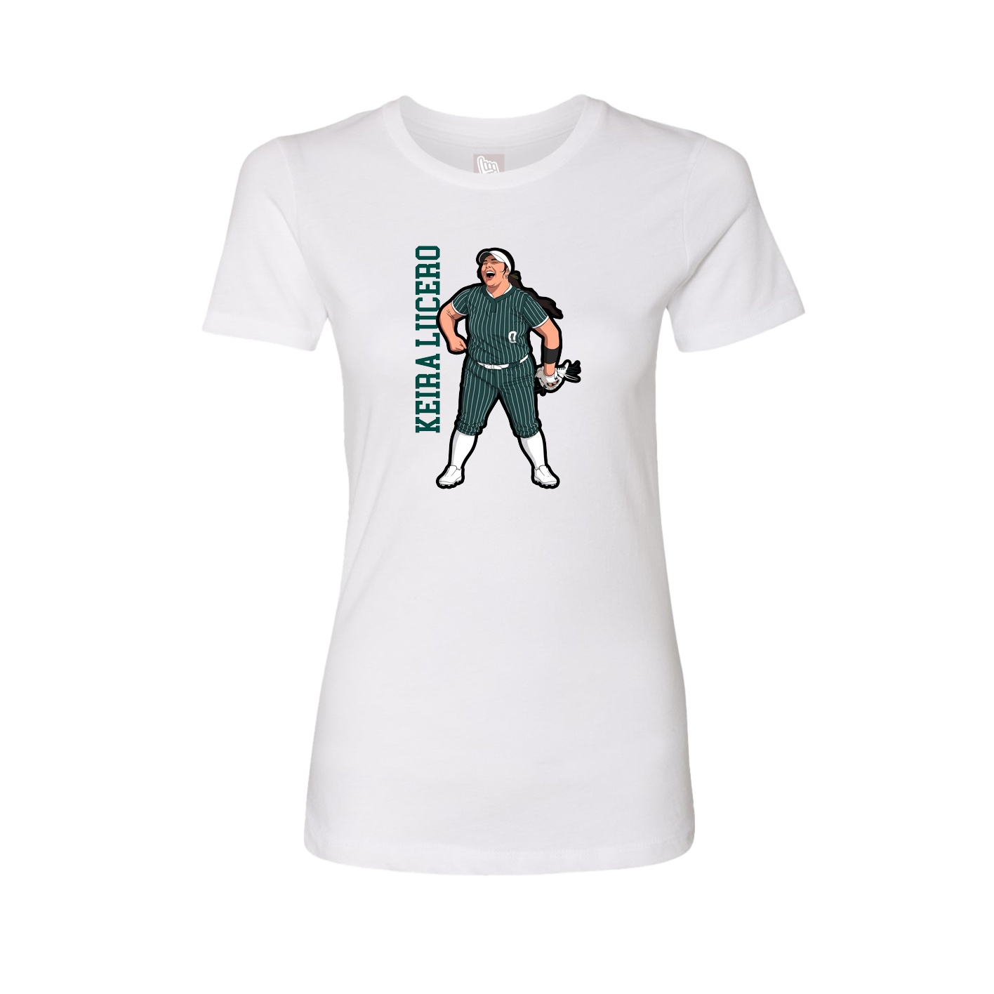 Fitted Women's Tee — Name Vertical in White