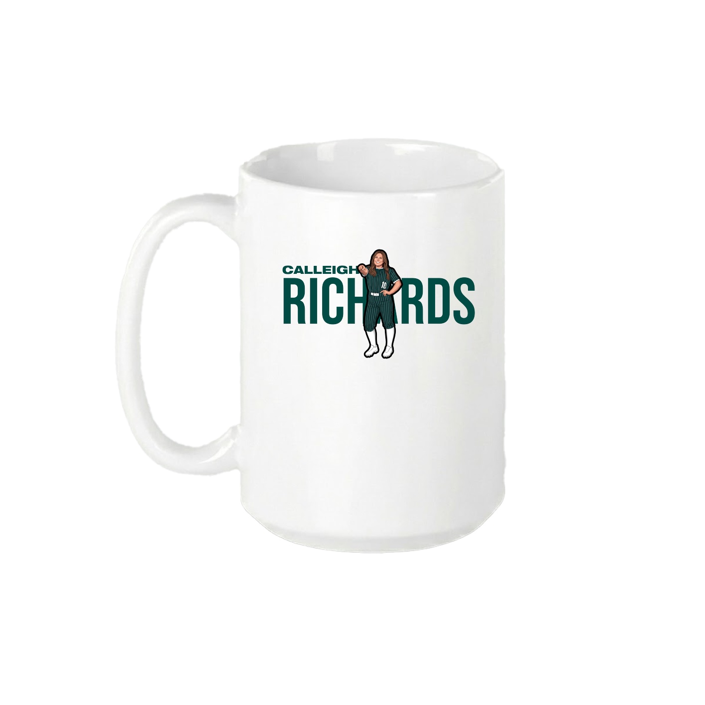 15oz Coffee Mug — Player Name in White
