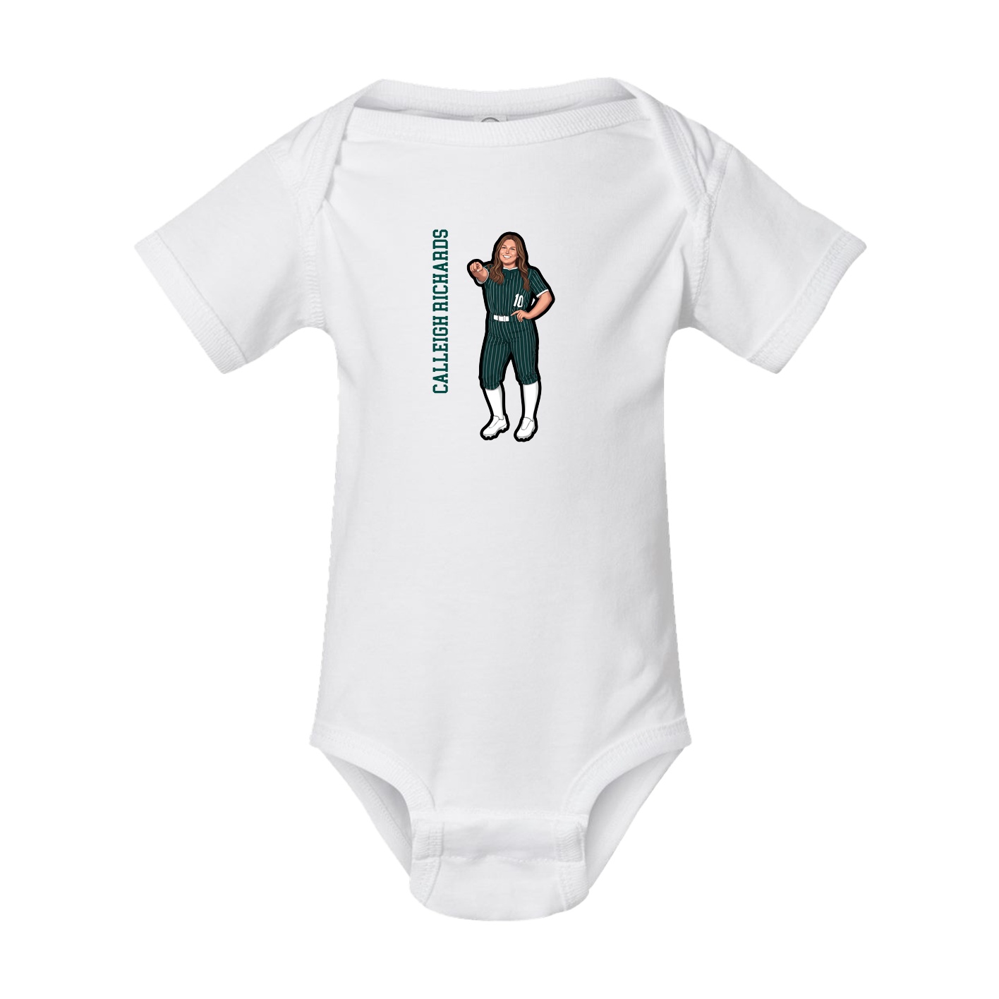 Baby Onesie — Name Vertical in White