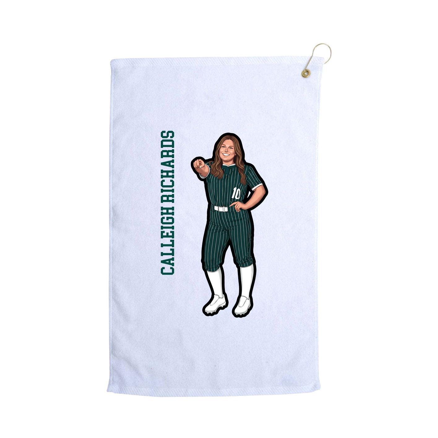 Golf Towel — Name Vertical in White