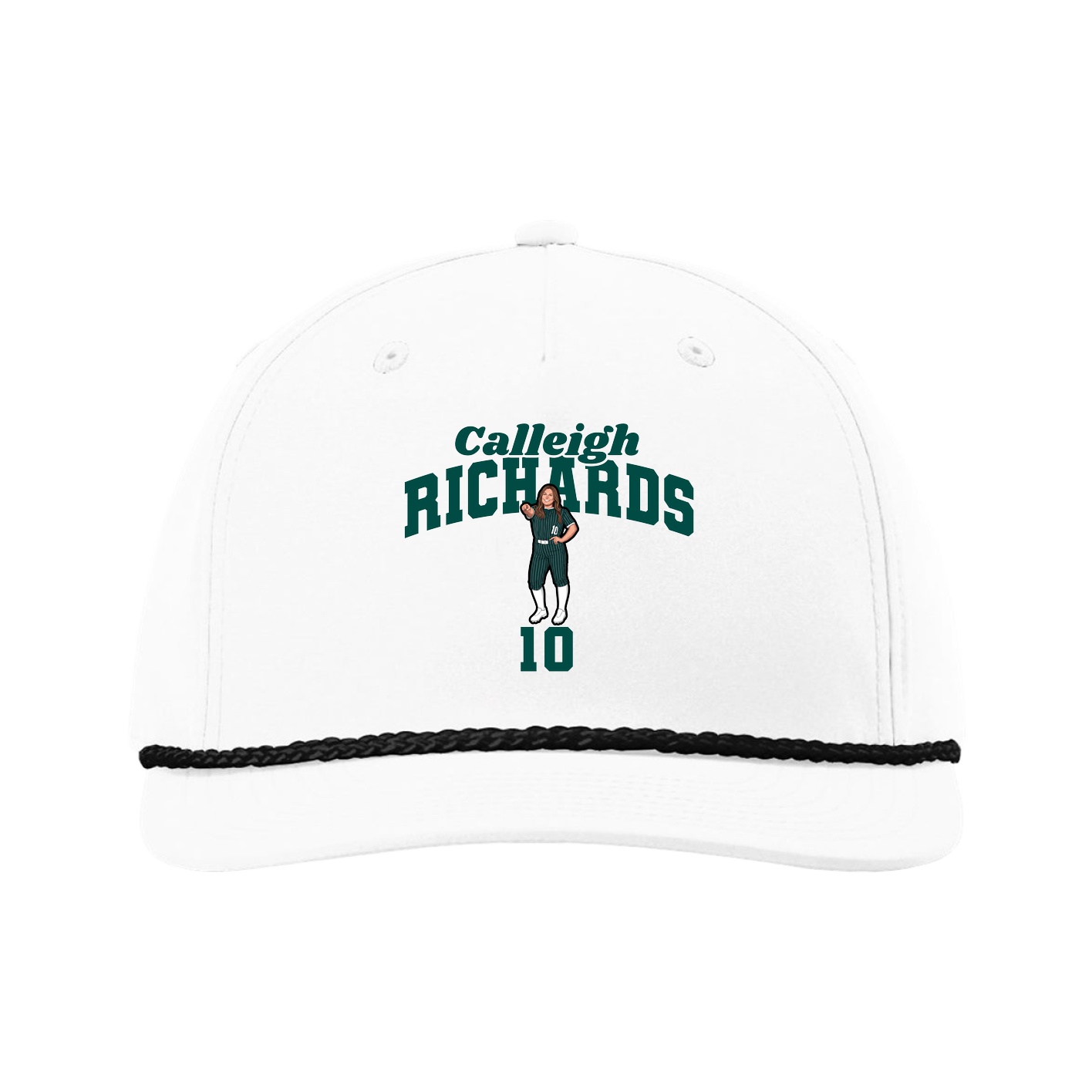 Five-Panel Classic Rope Cap — Signature Arch in White