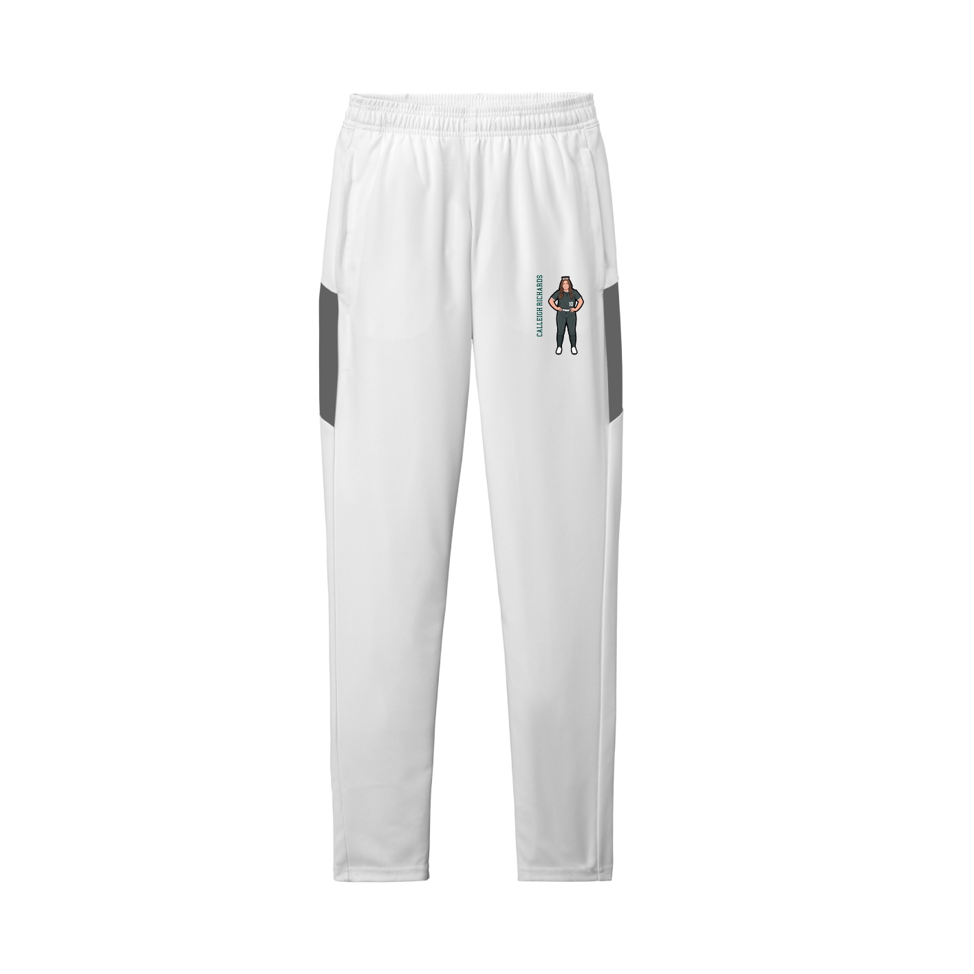 Team Travel Pant — Name Vertical in White/Grey