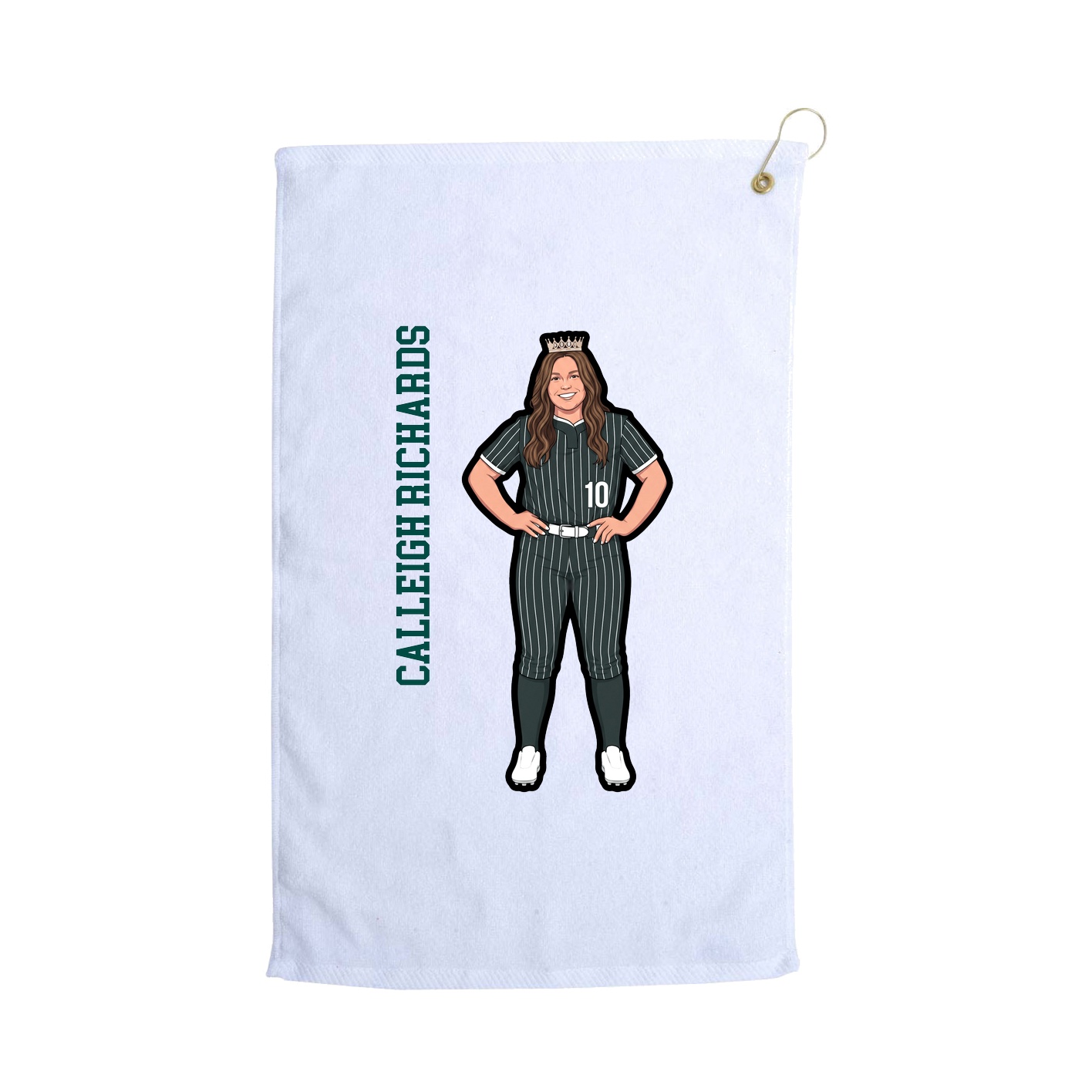 Golf Towel — Name Vertical in White