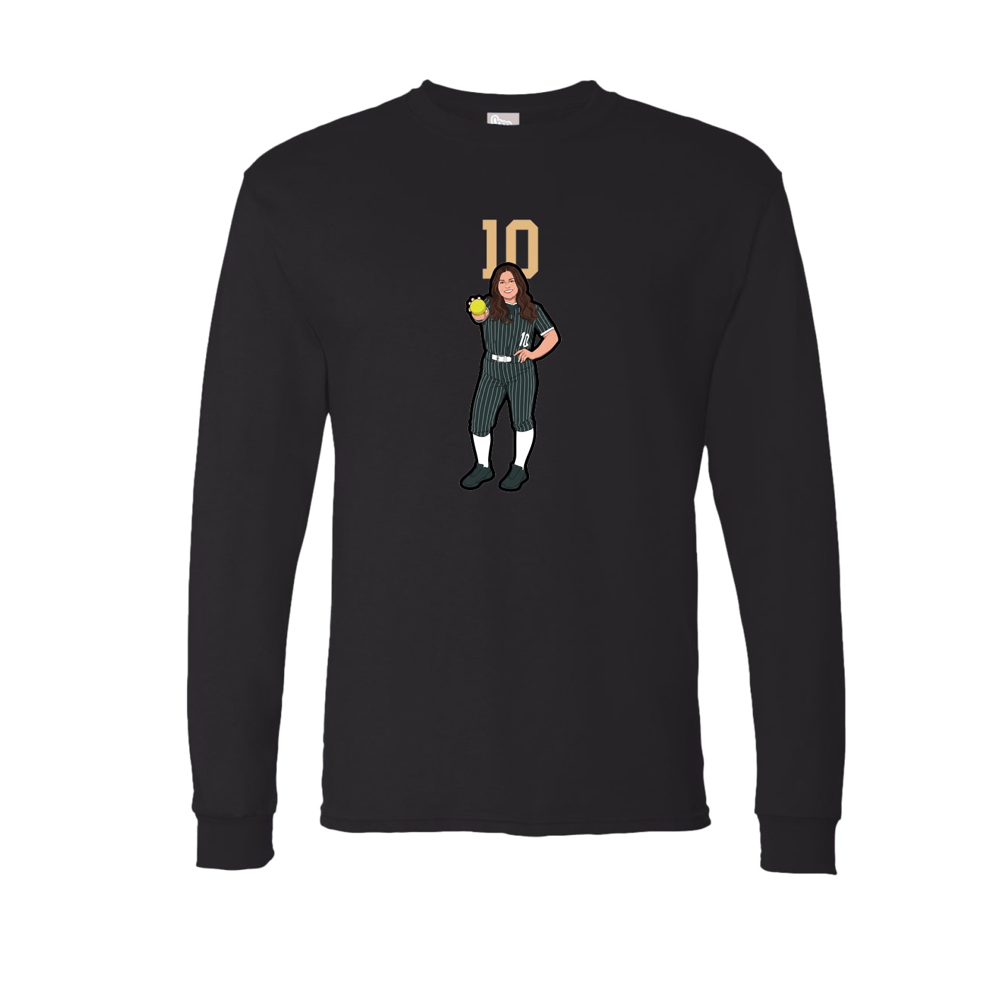 Long Sleeve Tee — Number Top in Black