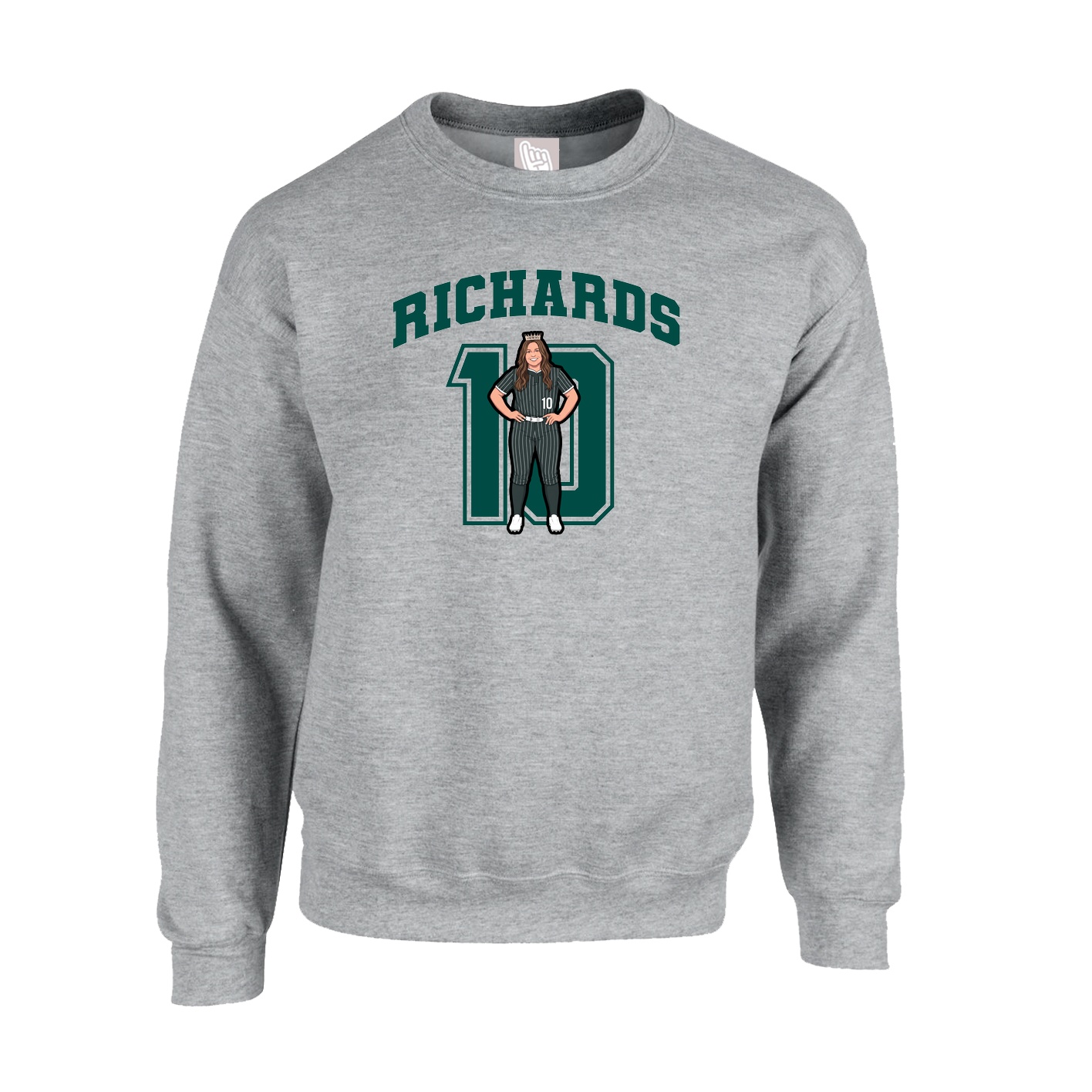 Fleece Crew — Number in Grey