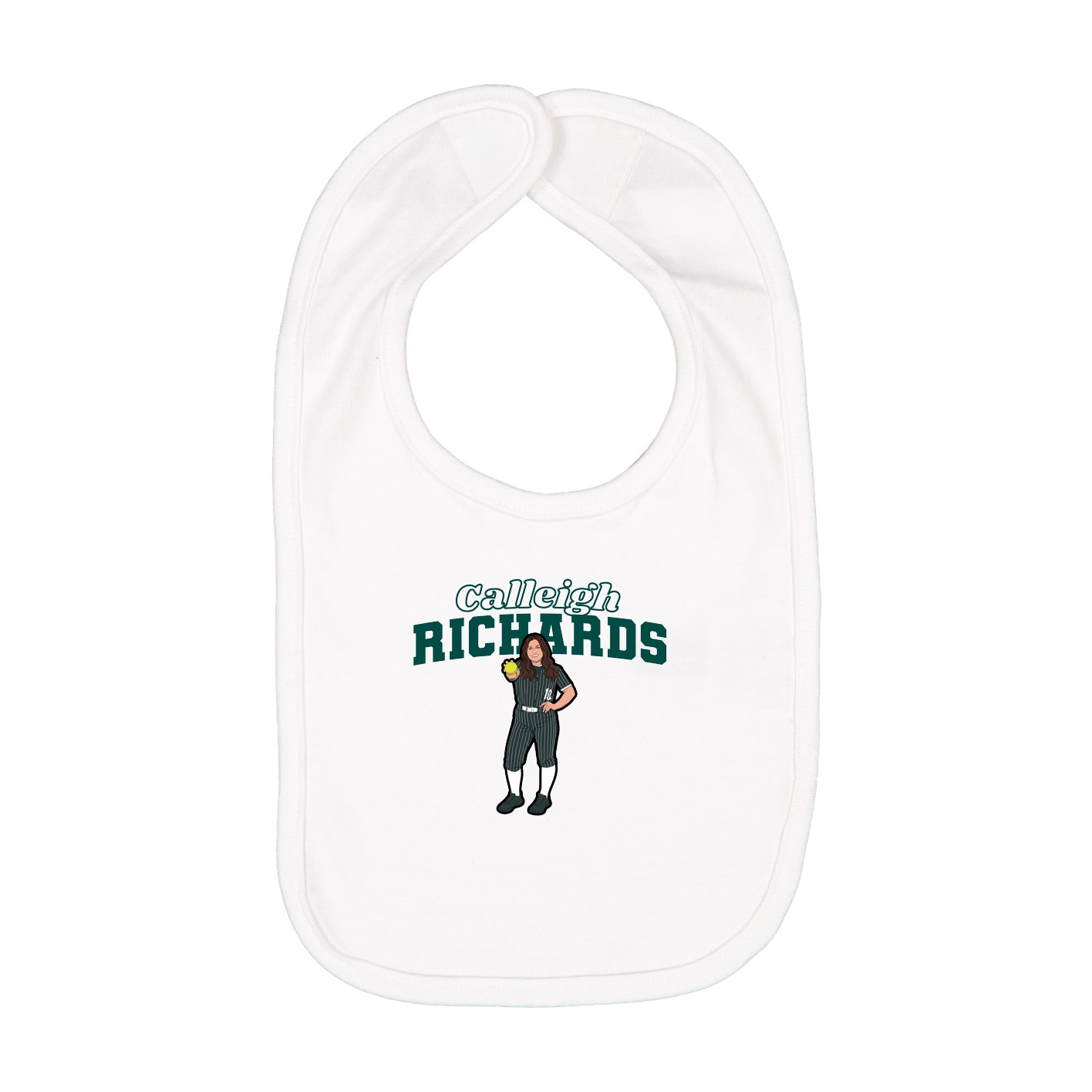 Infant Bib — Name Arch in White