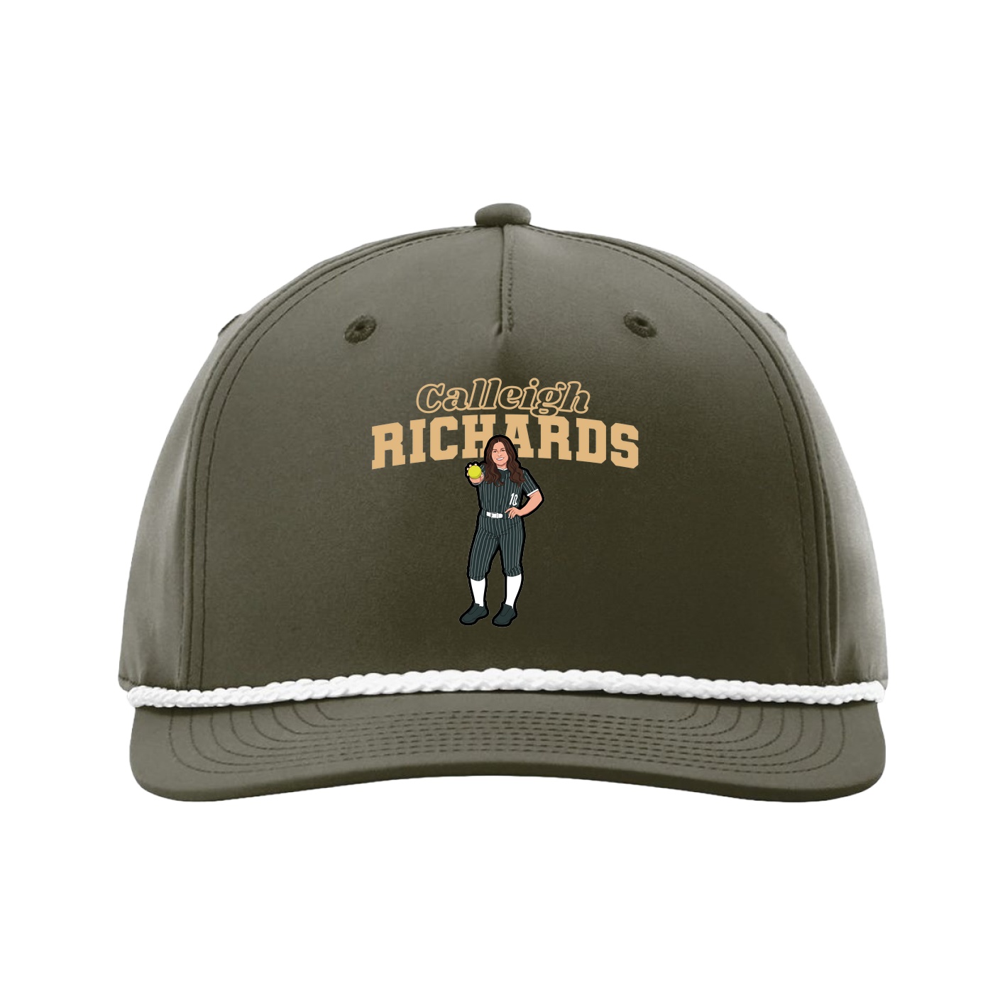 Five-Panel Classic Rope Cap — Name Arch in Green