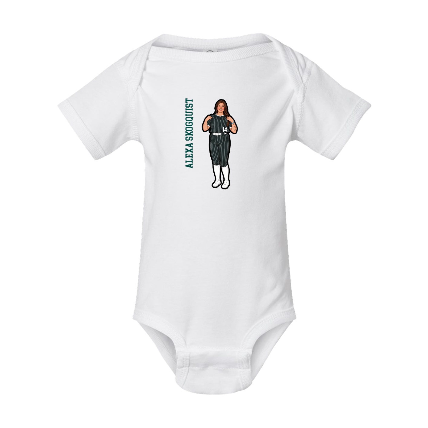 Baby Onesie — Name Vertical in White