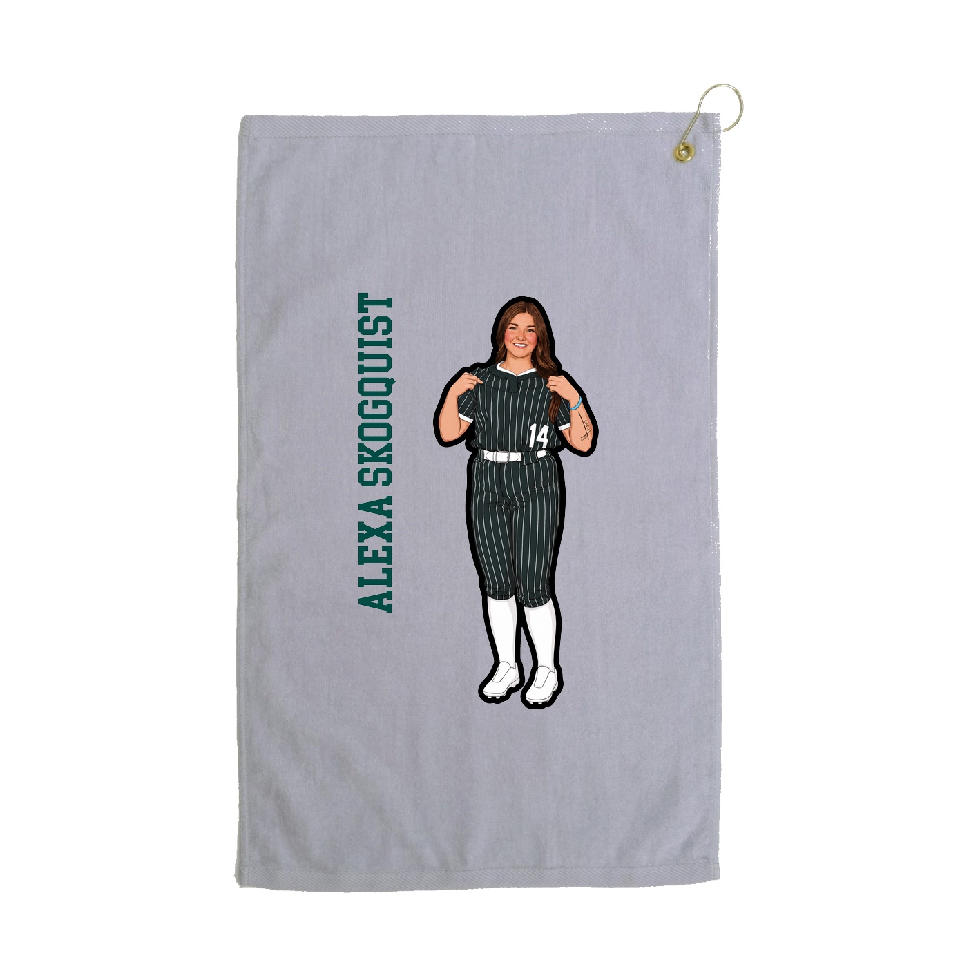 Golf Towel — Name Vertical in Grey