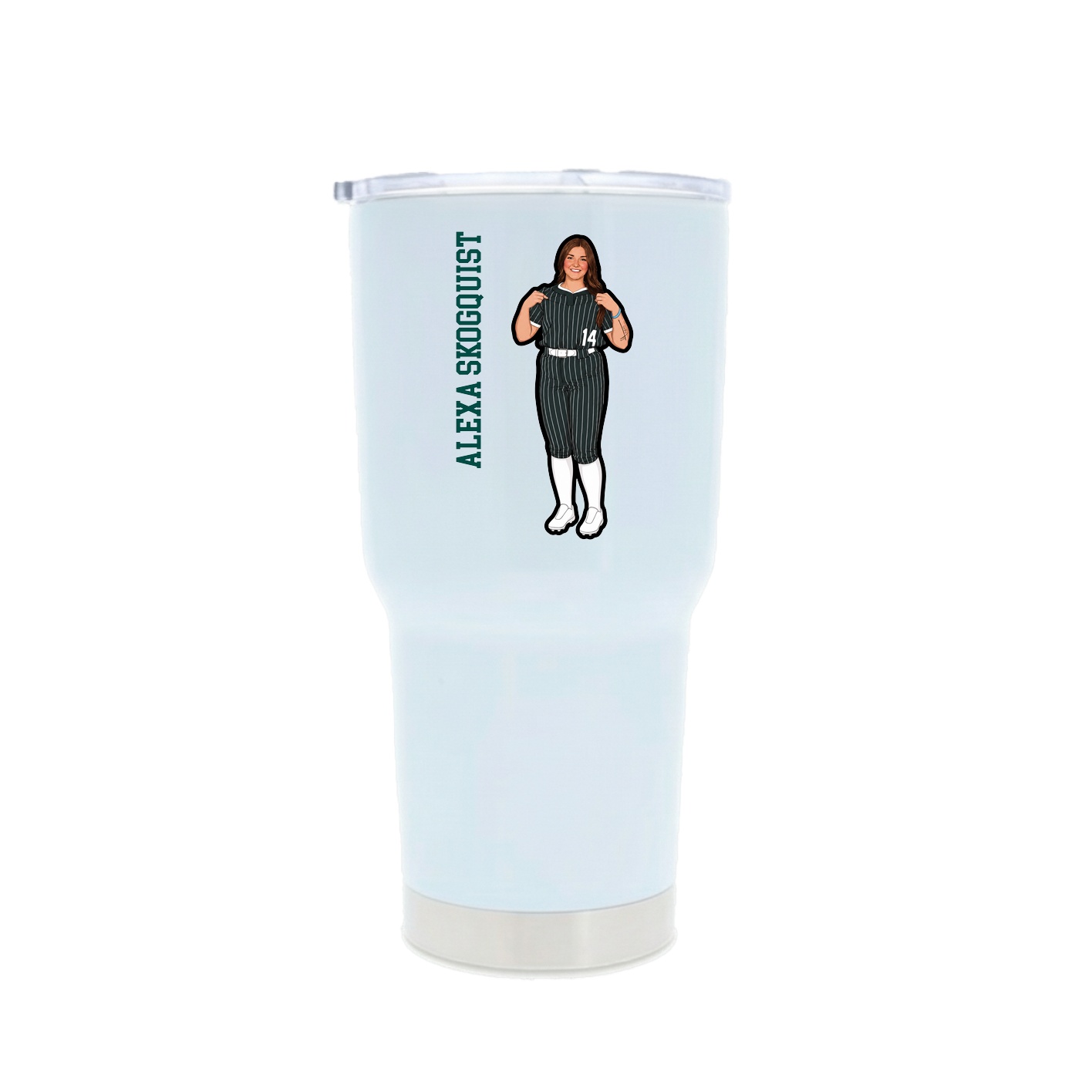 30oz Stainless Steel Tumbler — Name Vertical in White