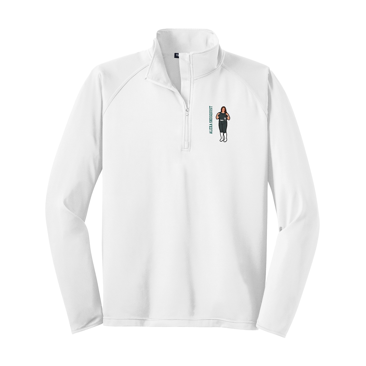 Q-Zip Pullover — Name Vertical in White