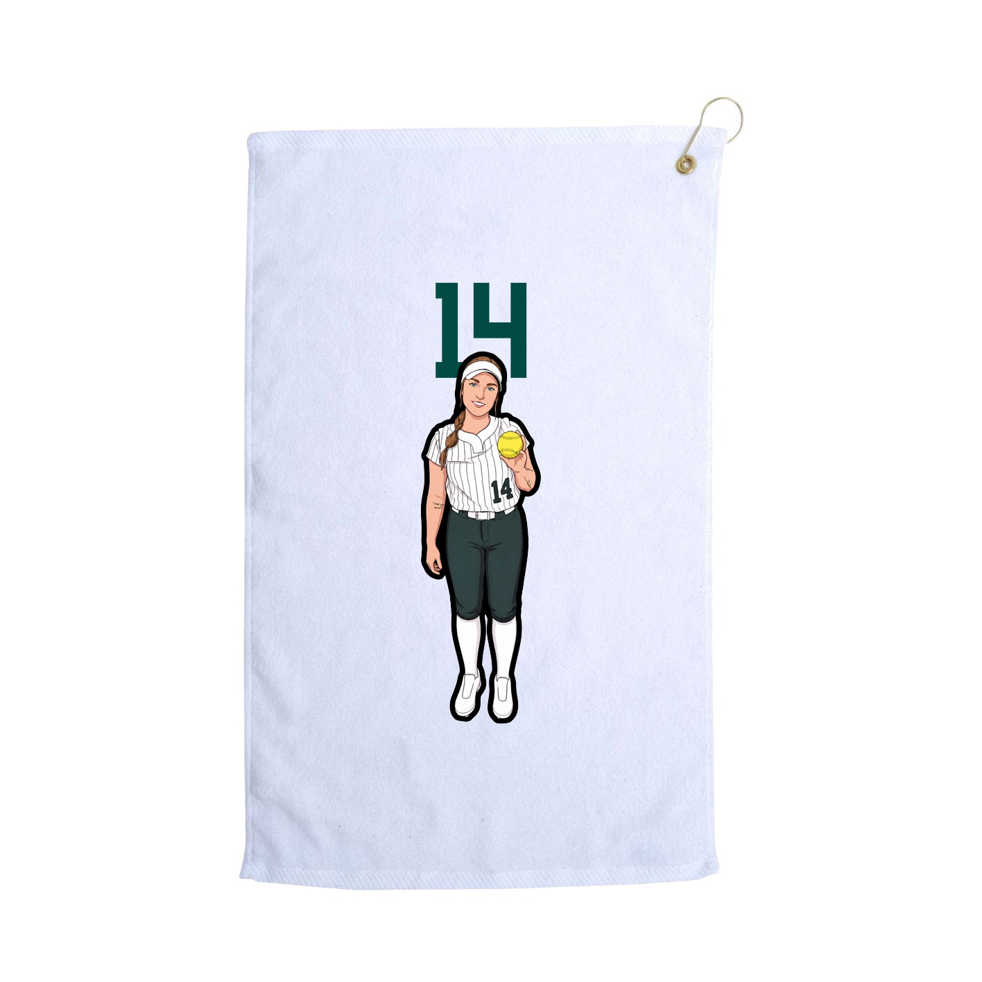 Golf Towel — Number Top in White