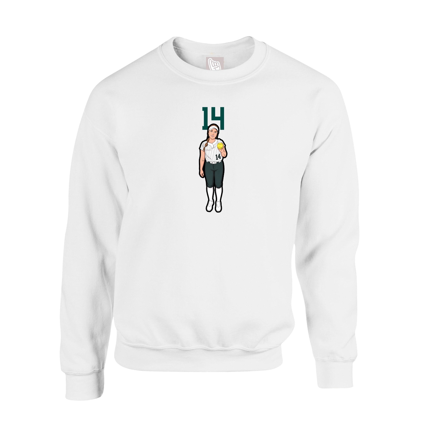 Fleece Crew — Number Top in White