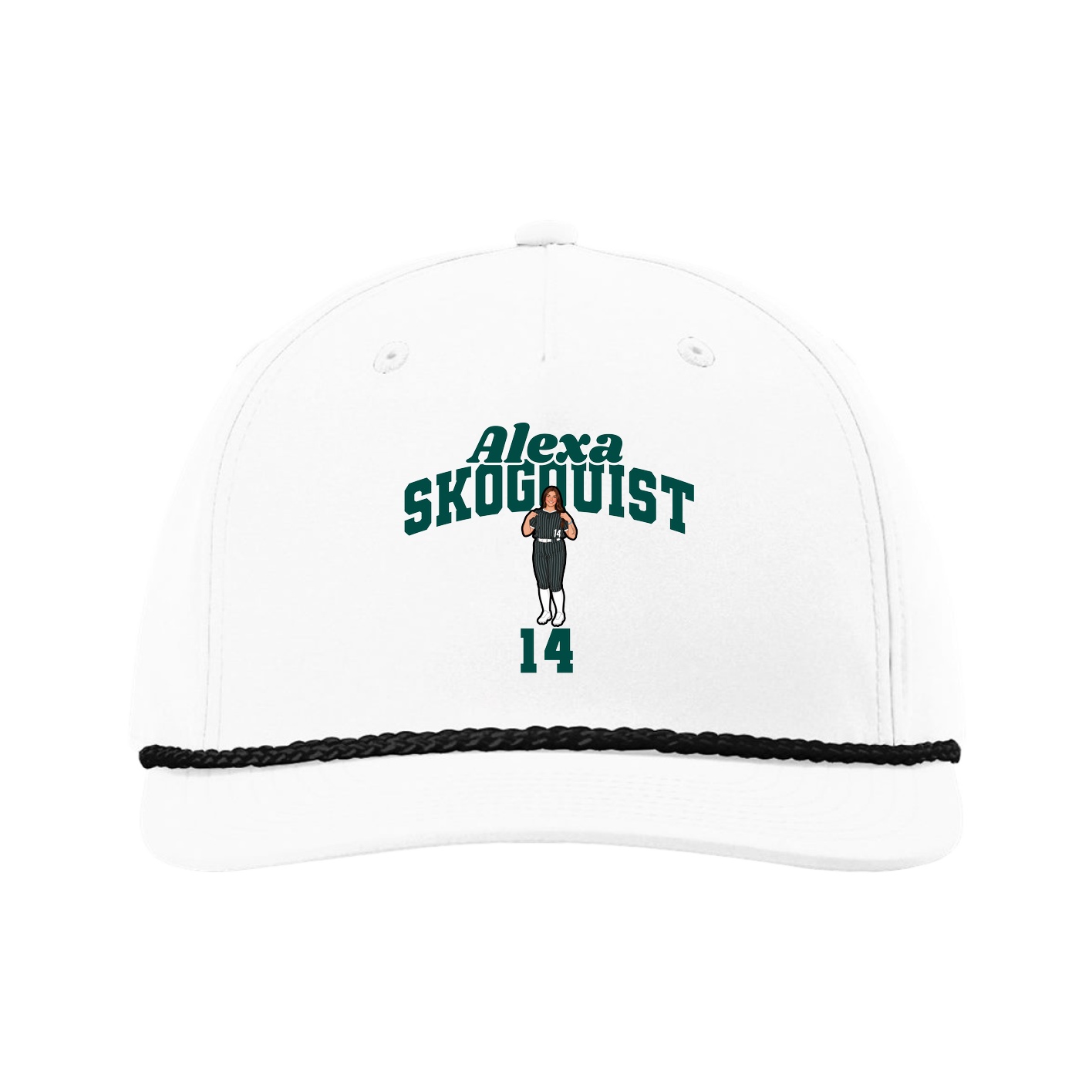 Five-Panel Classic Rope Cap — Signature Arch in White