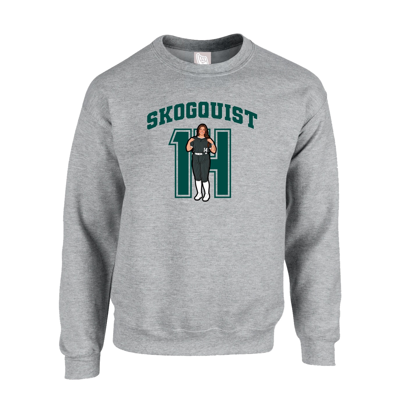 Fleece Crew — Number in Grey