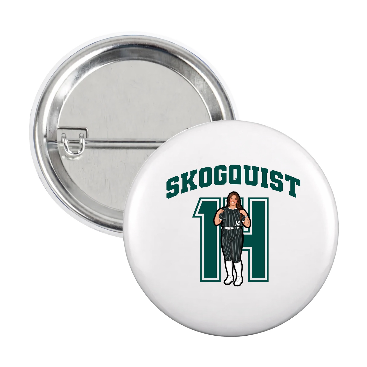 Game Day Button — Number in White