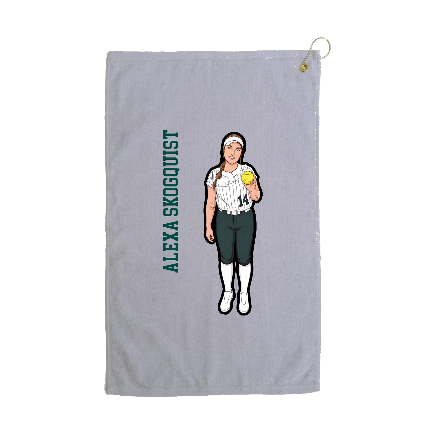Golf Towel — Name Vertical in Grey