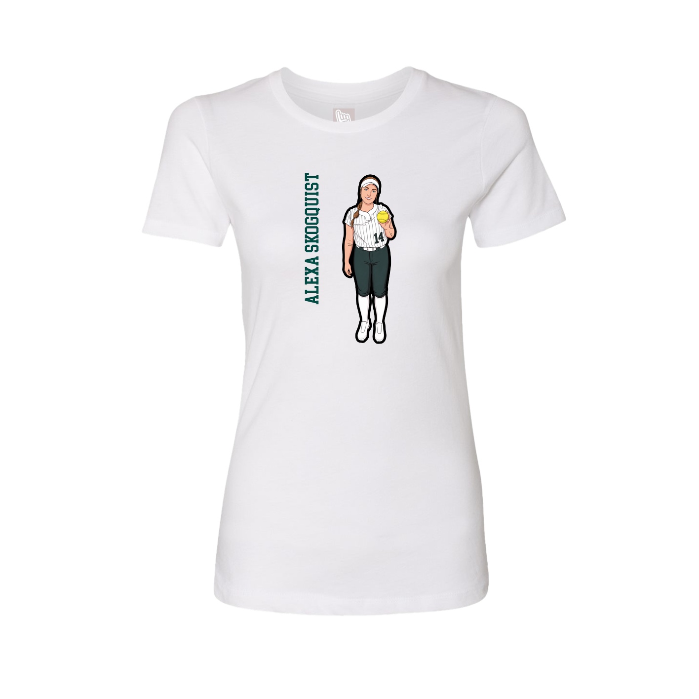 Fitted Women's Tee — Name Vertical in White
