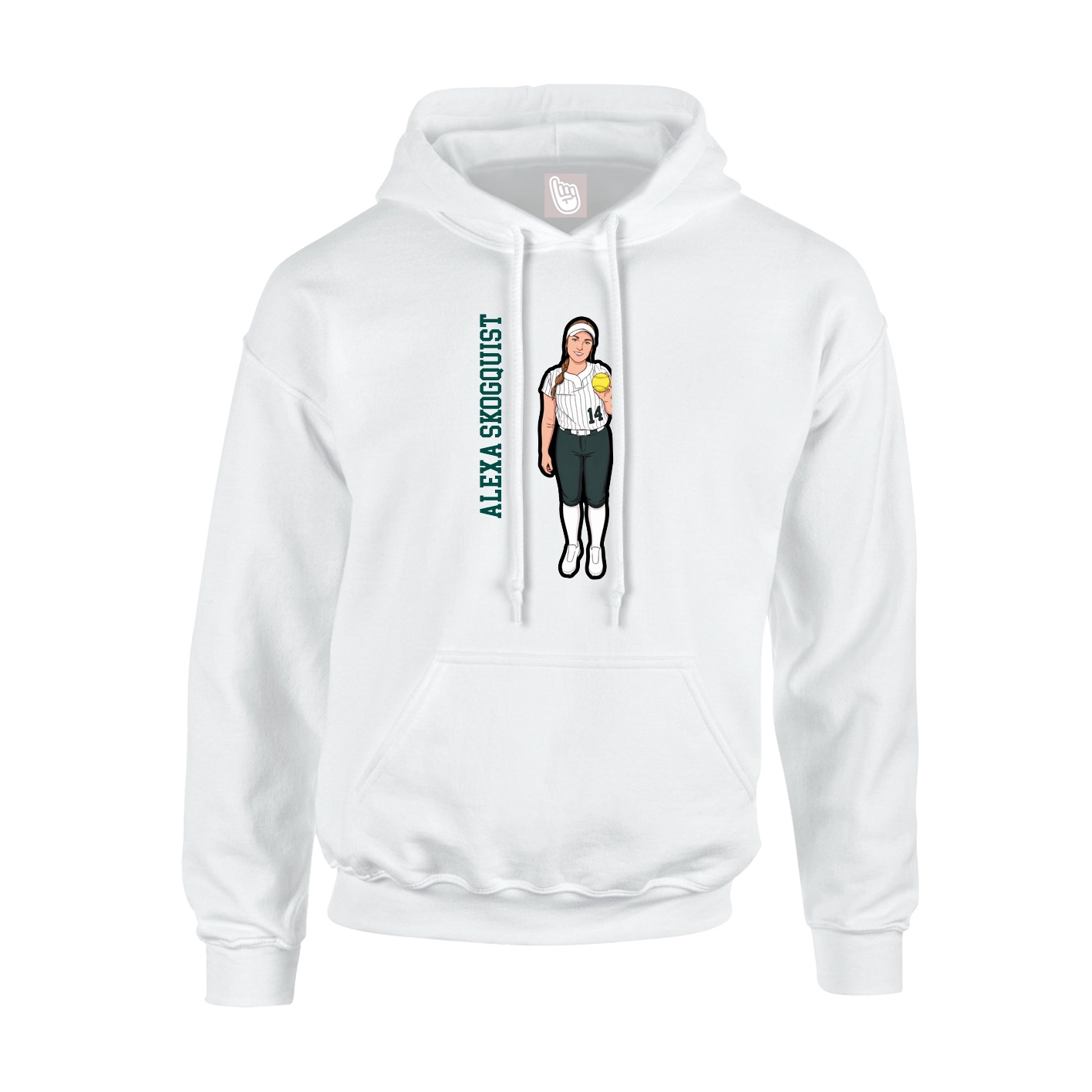 Youth Hoodie — Name Vertical in White