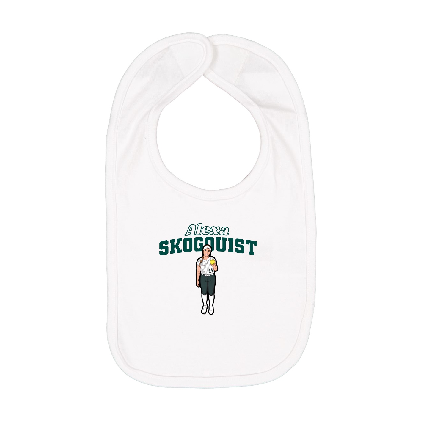 Infant Bib — Name Arch in White