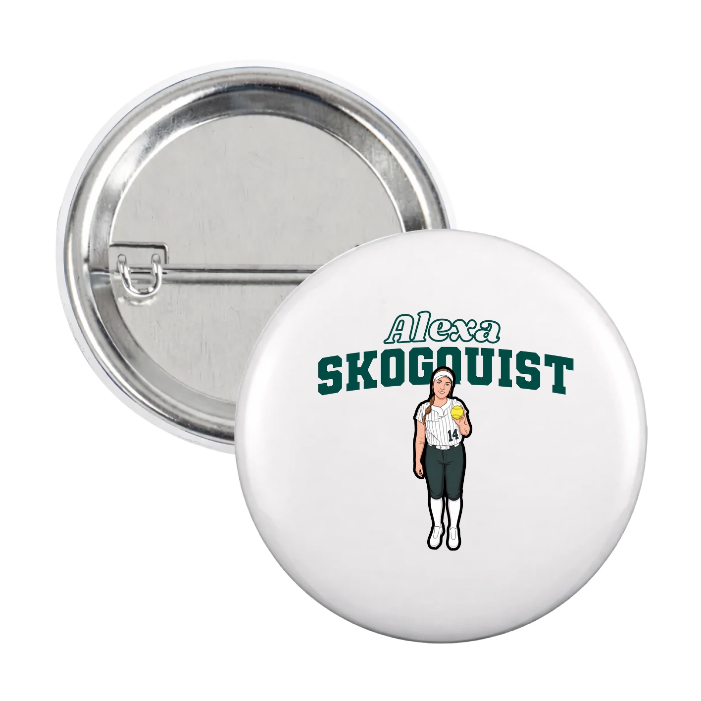 Game Day Button — Name Arch in White