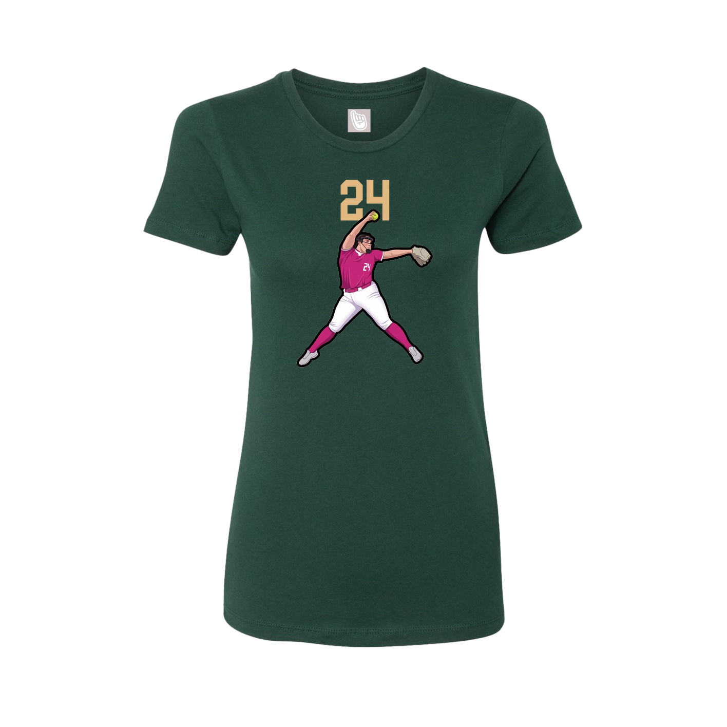 Fitted Women's Tee — Number Top in Green