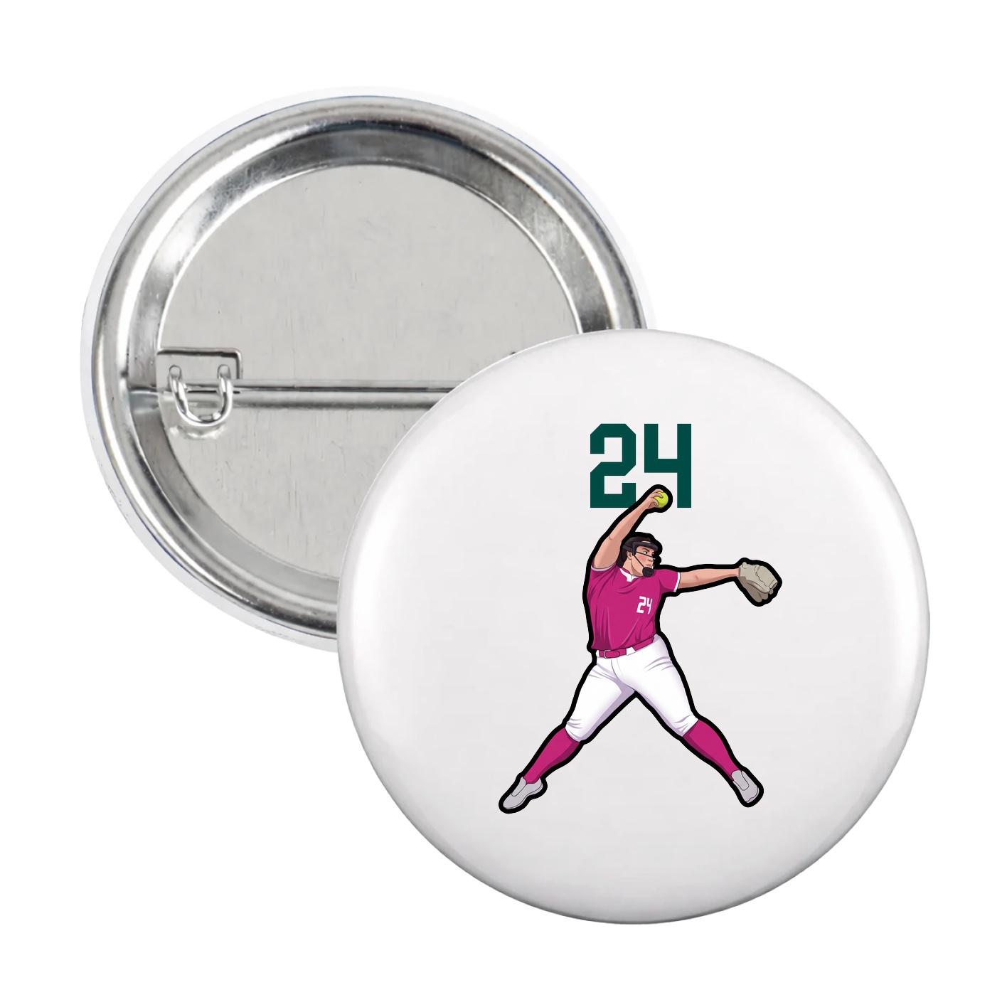 Game Day Button — Number Top in White