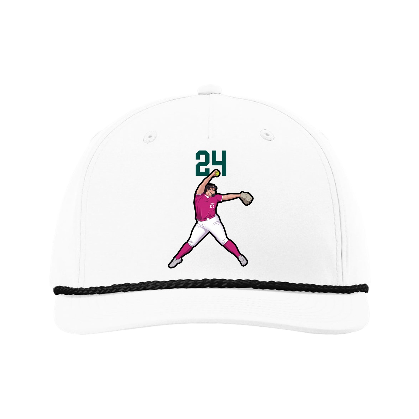 Five-Panel Classic Rope Cap — Number Top in White