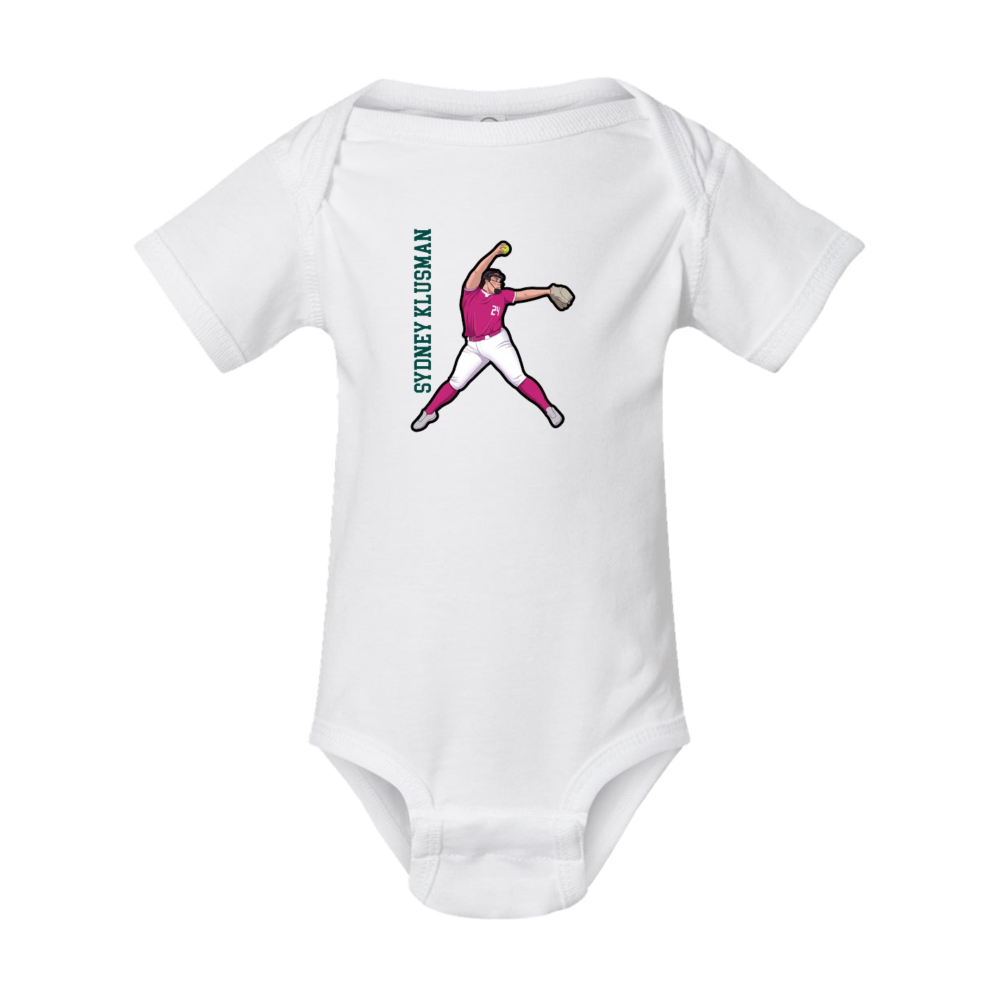 Baby Onesie — Name Vertical in White
