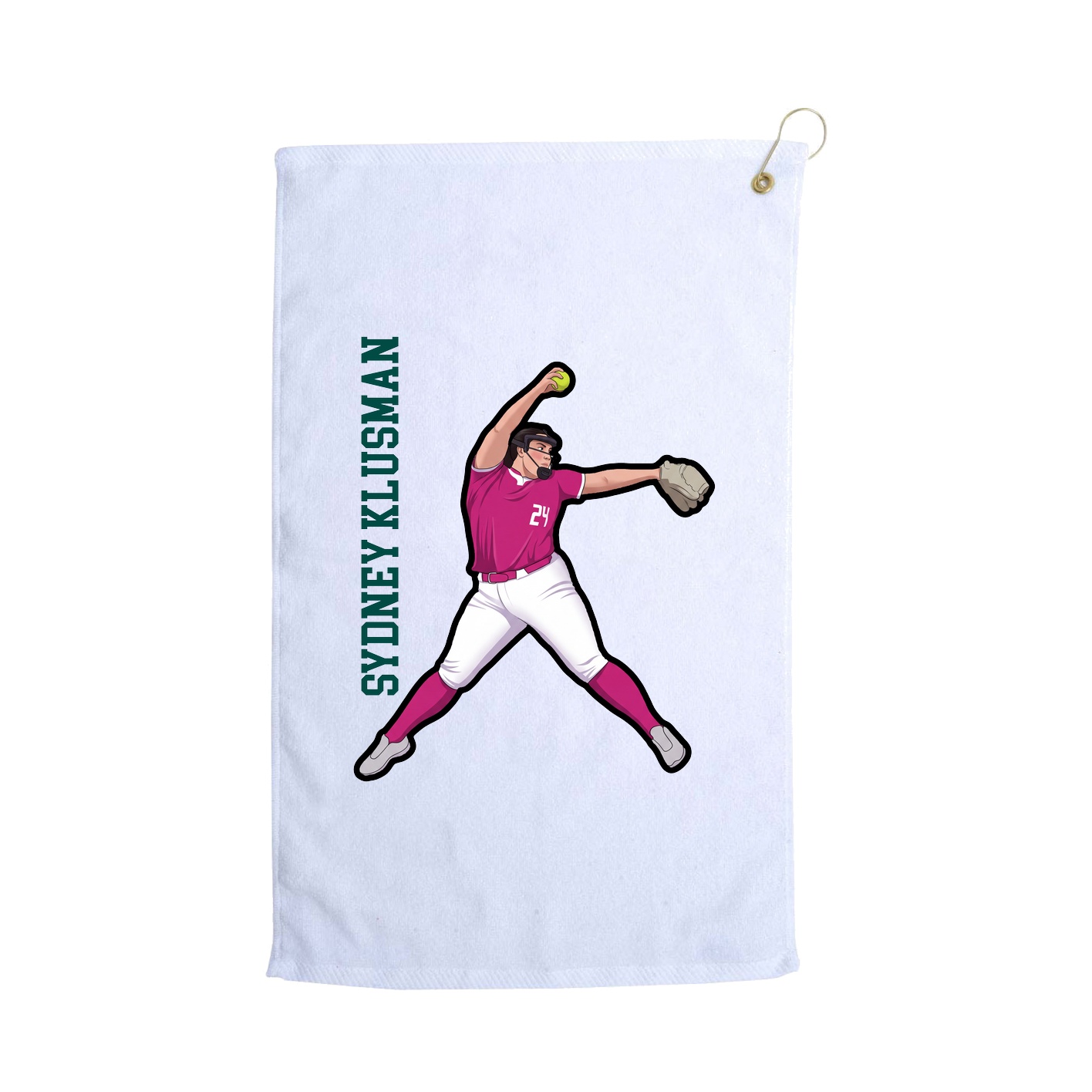 Golf Towel — Name Vertical in White