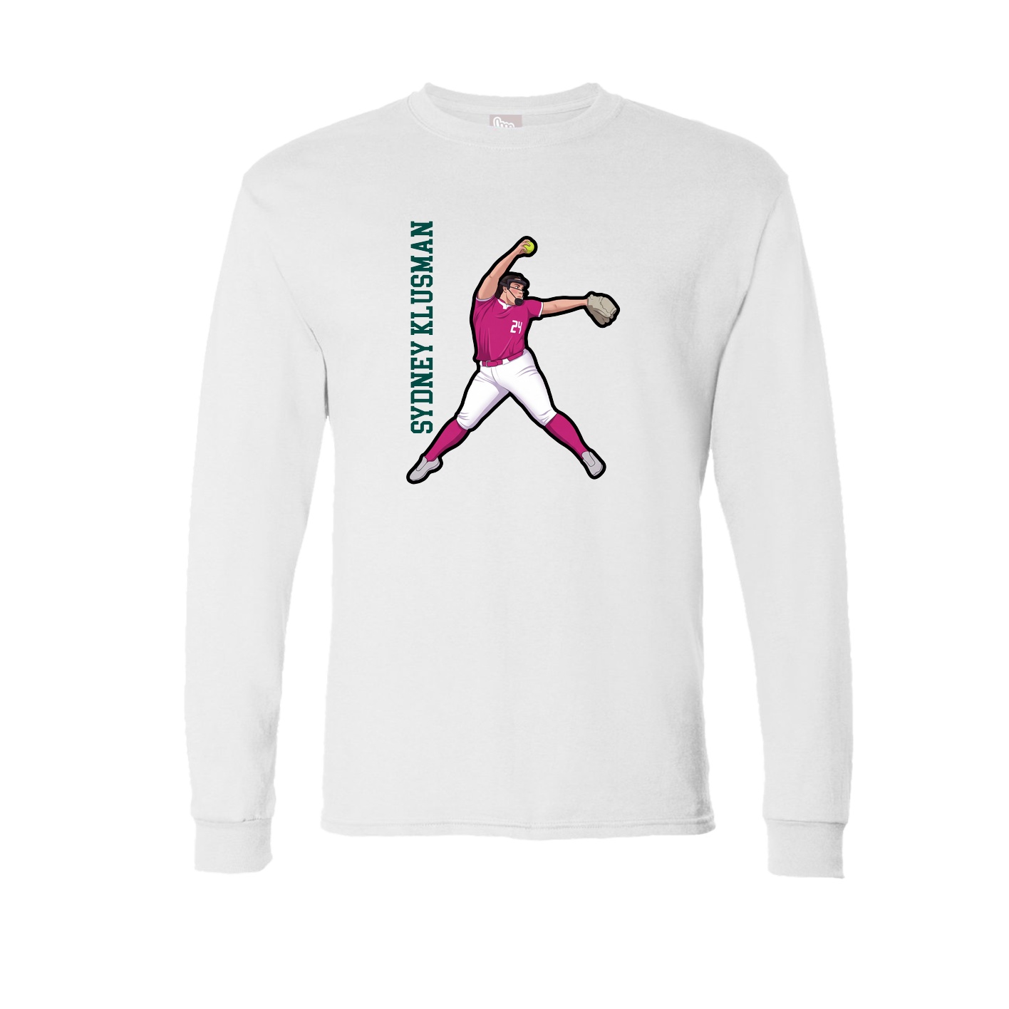 Long Sleeve Tee — Name Vertical in White