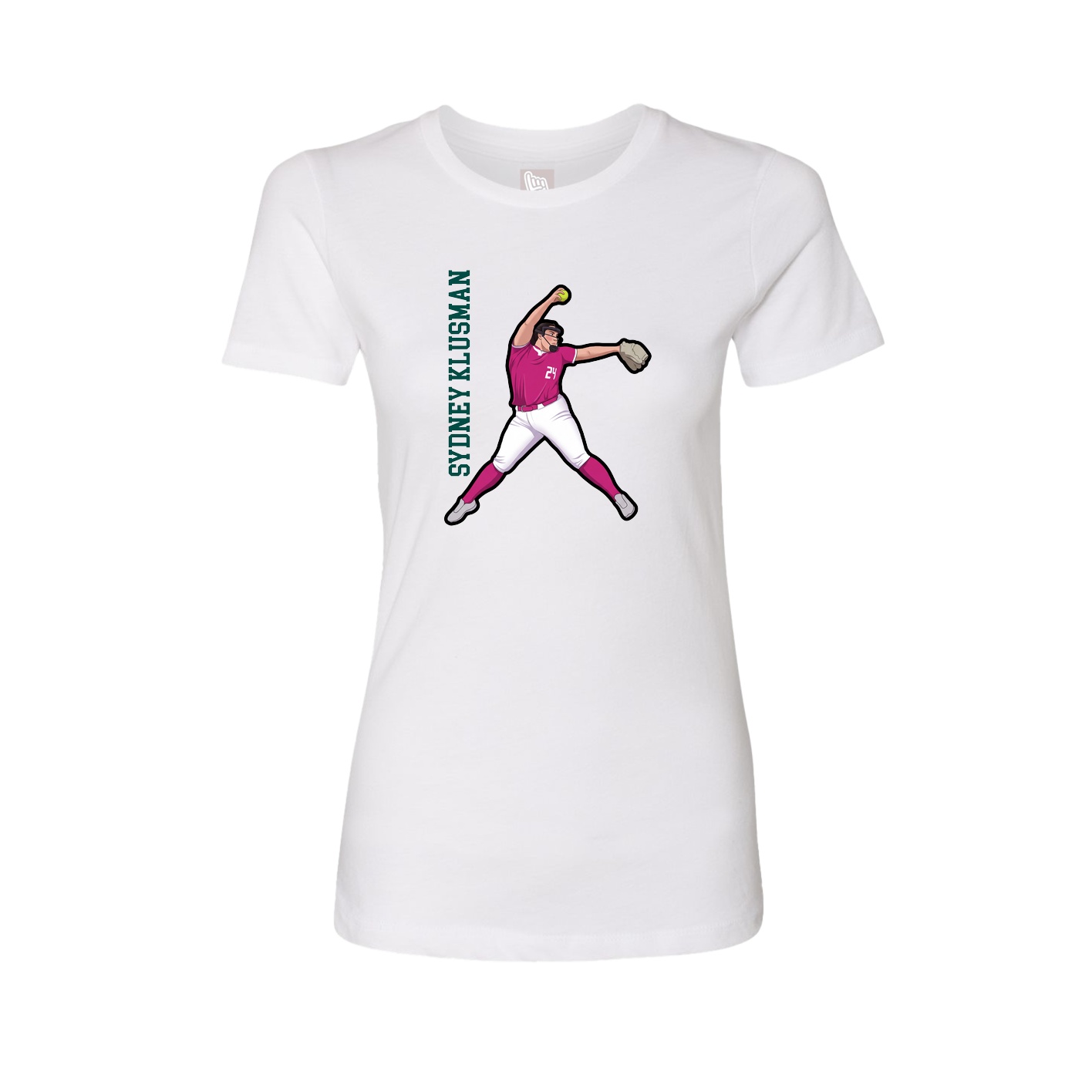 Fitted Women's Tee — Name Vertical in White