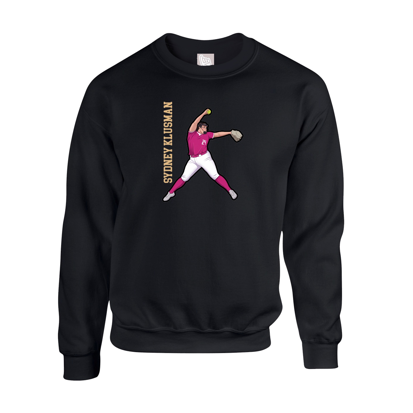 Fleece Crew — Name Vertical in Black