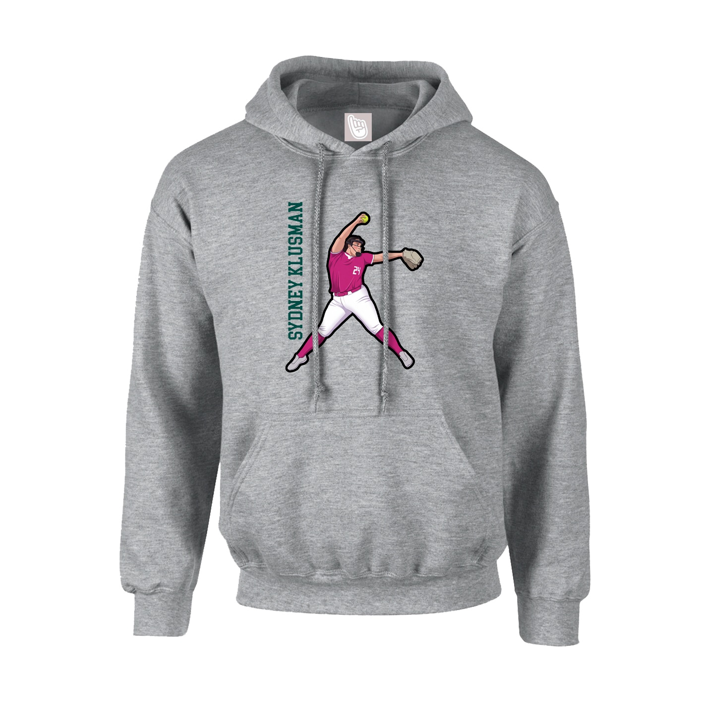Youth Hoodie — Name Vertical in Grey