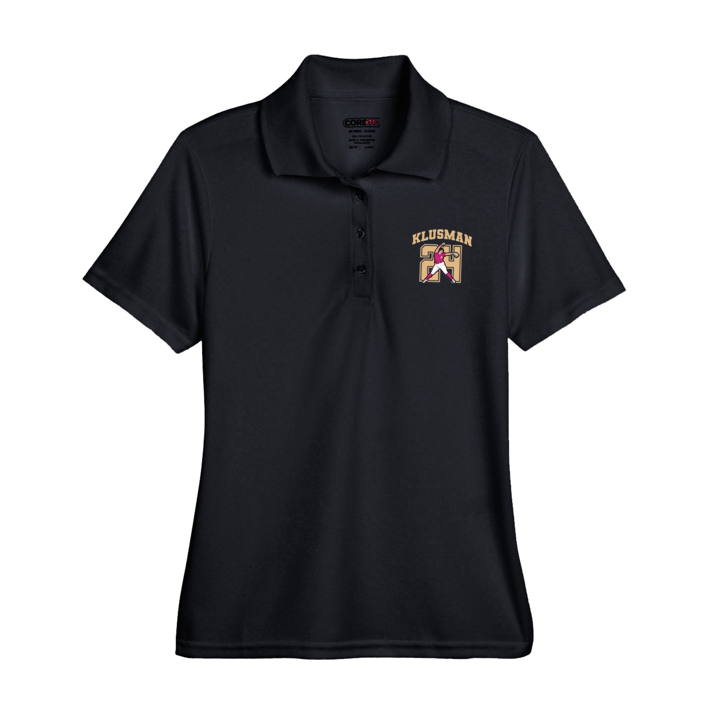 Womens Performance Polo — Number in Black