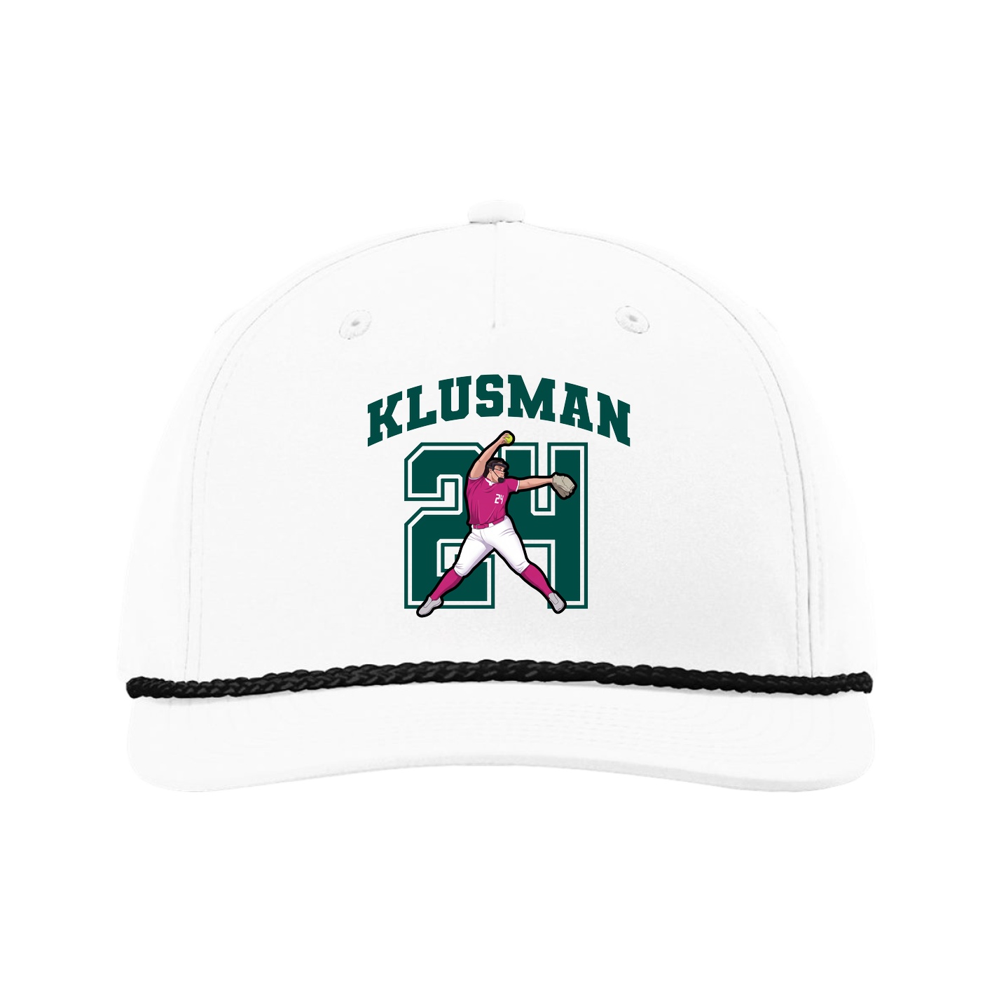 Five-Panel Classic Rope Cap — Number in White