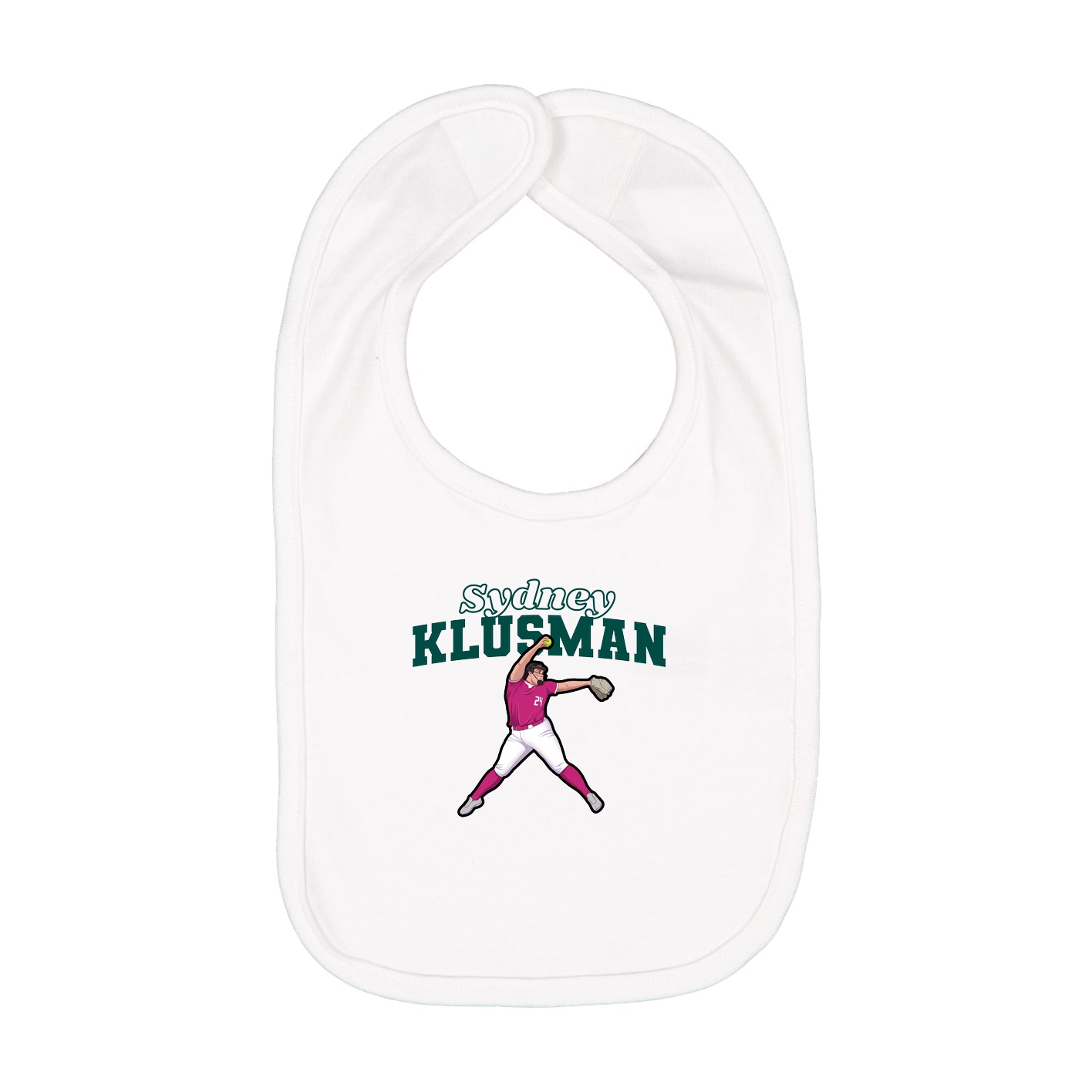 Infant Bib — Name Arch in White