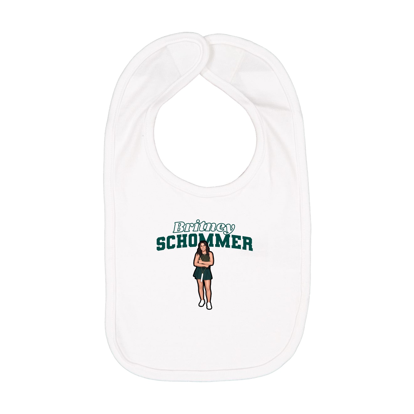Infant Bib — Name Arch in White