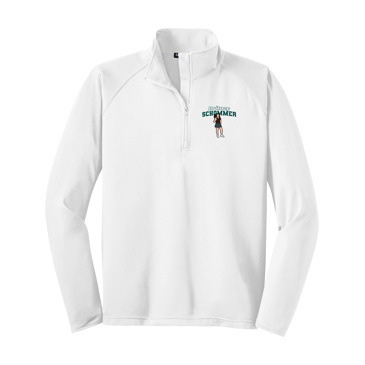 Q-Zip Pullover — Name Arch in White