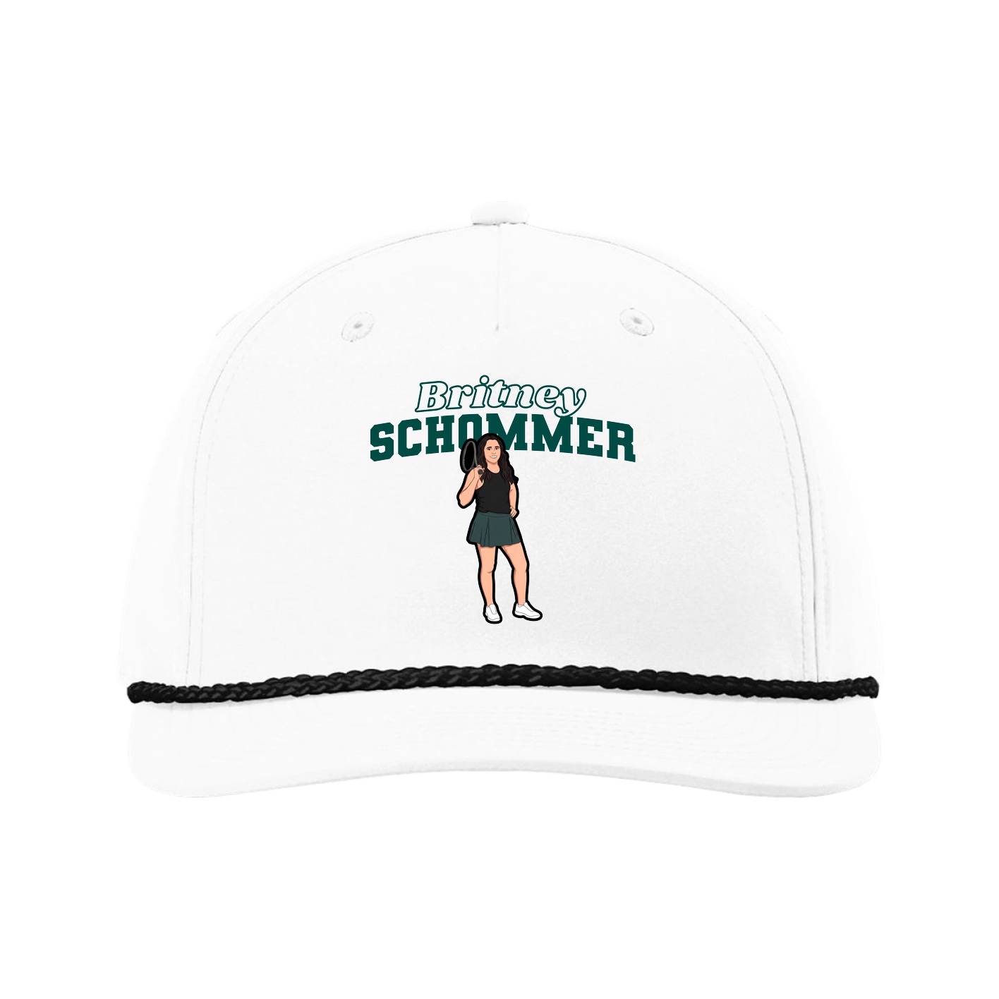 Five-Panel Classic Rope Cap — Name Arch in White