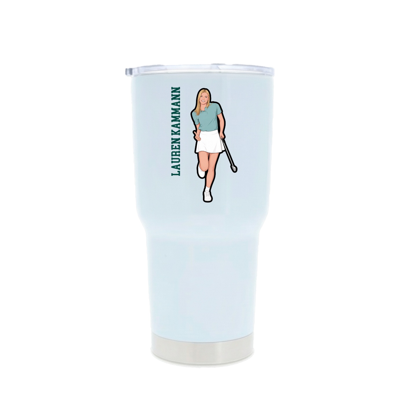 30oz Stainless Steel Tumbler — Name Vertical in White