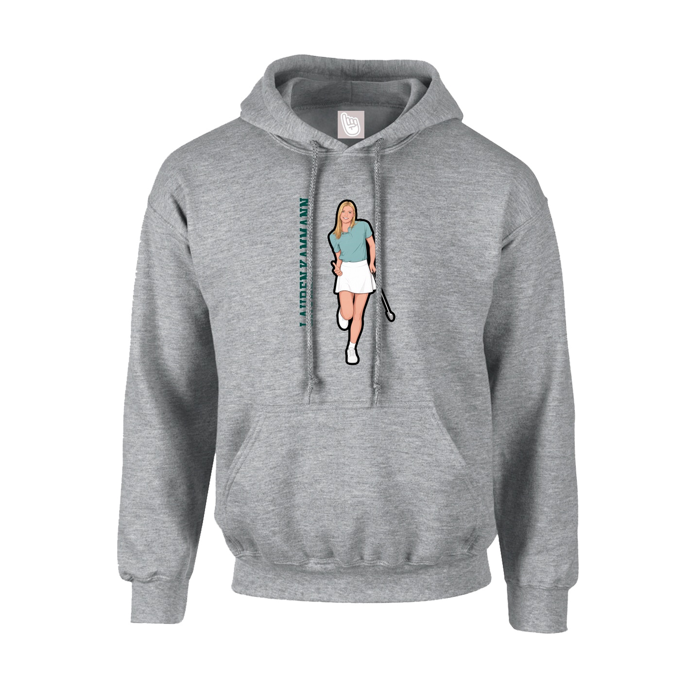 Youth Hoodie — Name Vertical in Grey