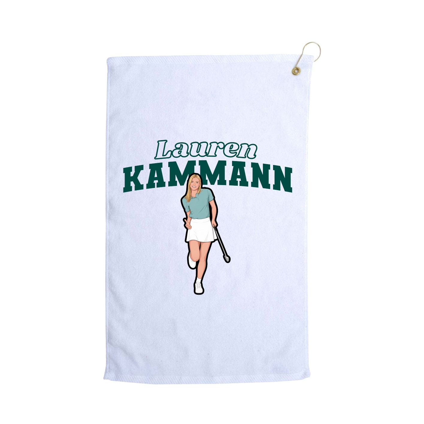 Golf Towel — Name Arch in White