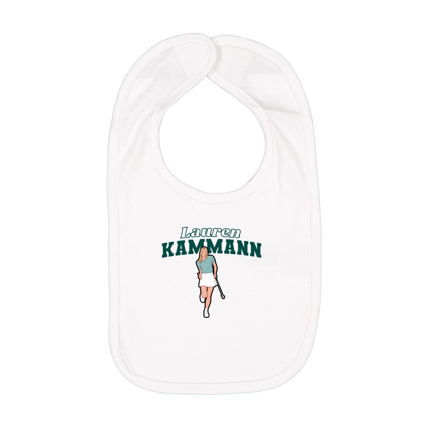 Infant Bib — Name Arch in White