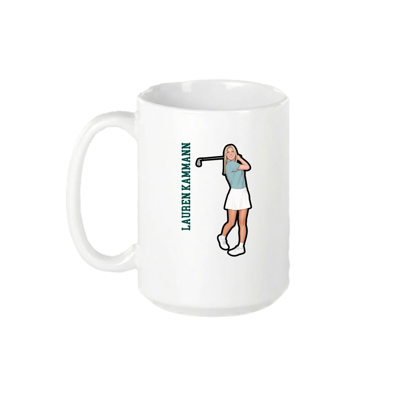 15oz Coffee Mug — Name Vertical in White