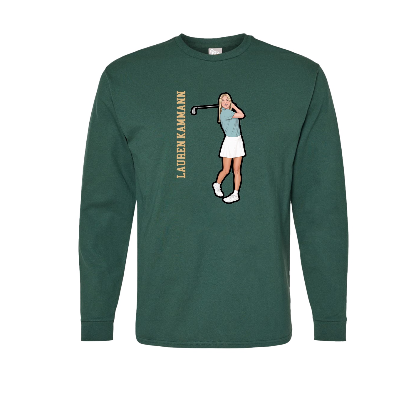 Long Sleeve Tee — Name Vertical in Green