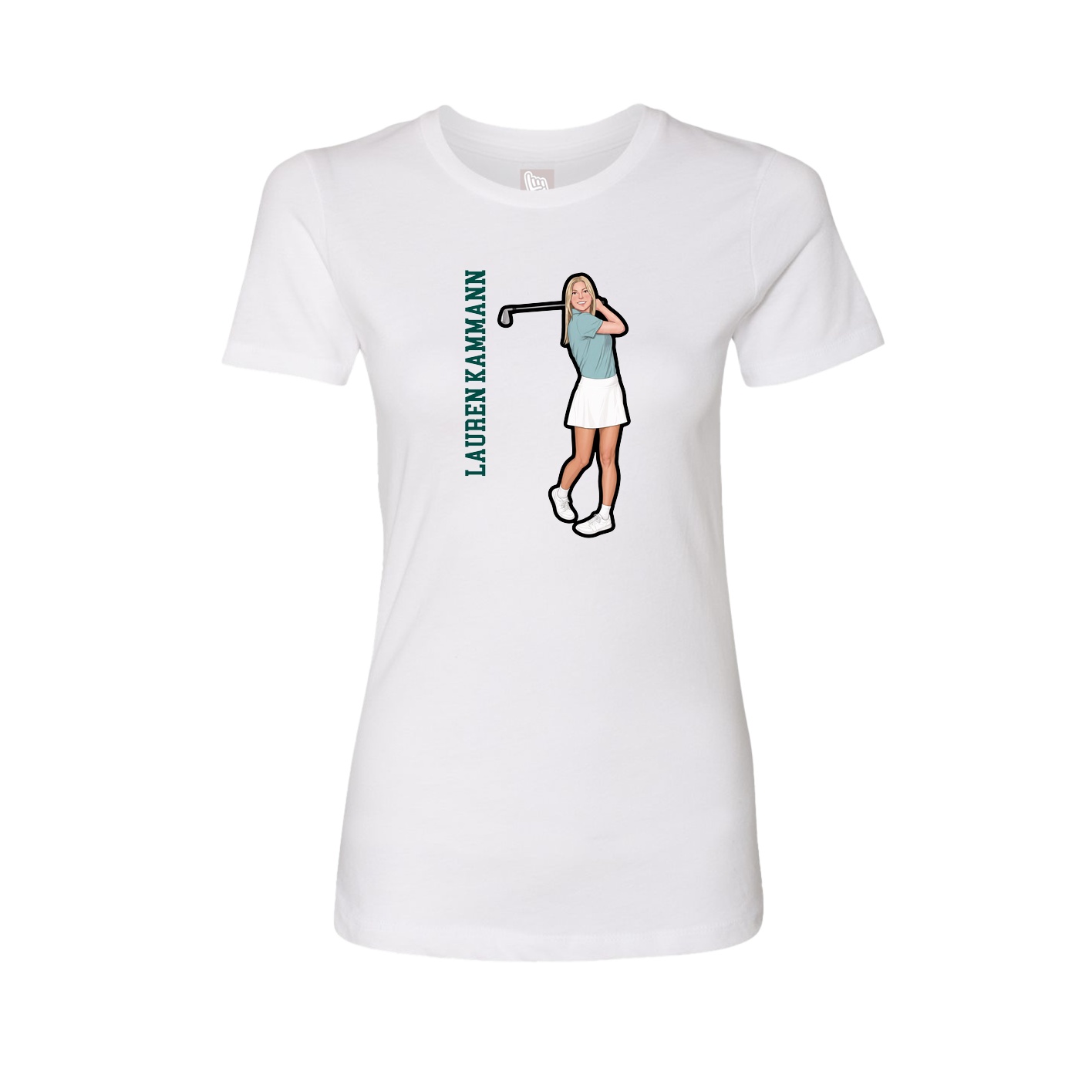 Fitted Women's Tee — Name Vertical in White
