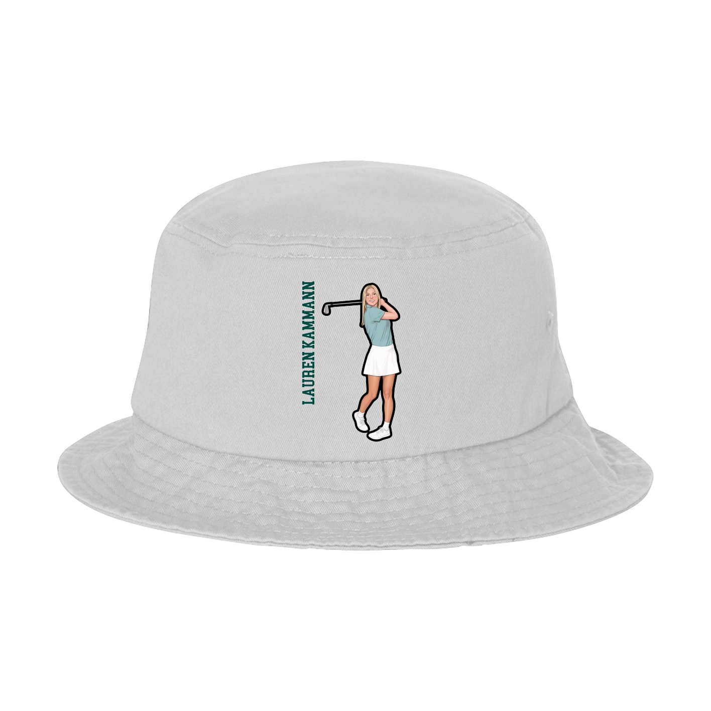 Bucket Cap — Name Vertical in White